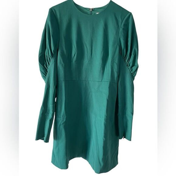 Tibi Midori Florence Green Mini Dress Puff long sleeve Size 6 - Picture 10 of 12